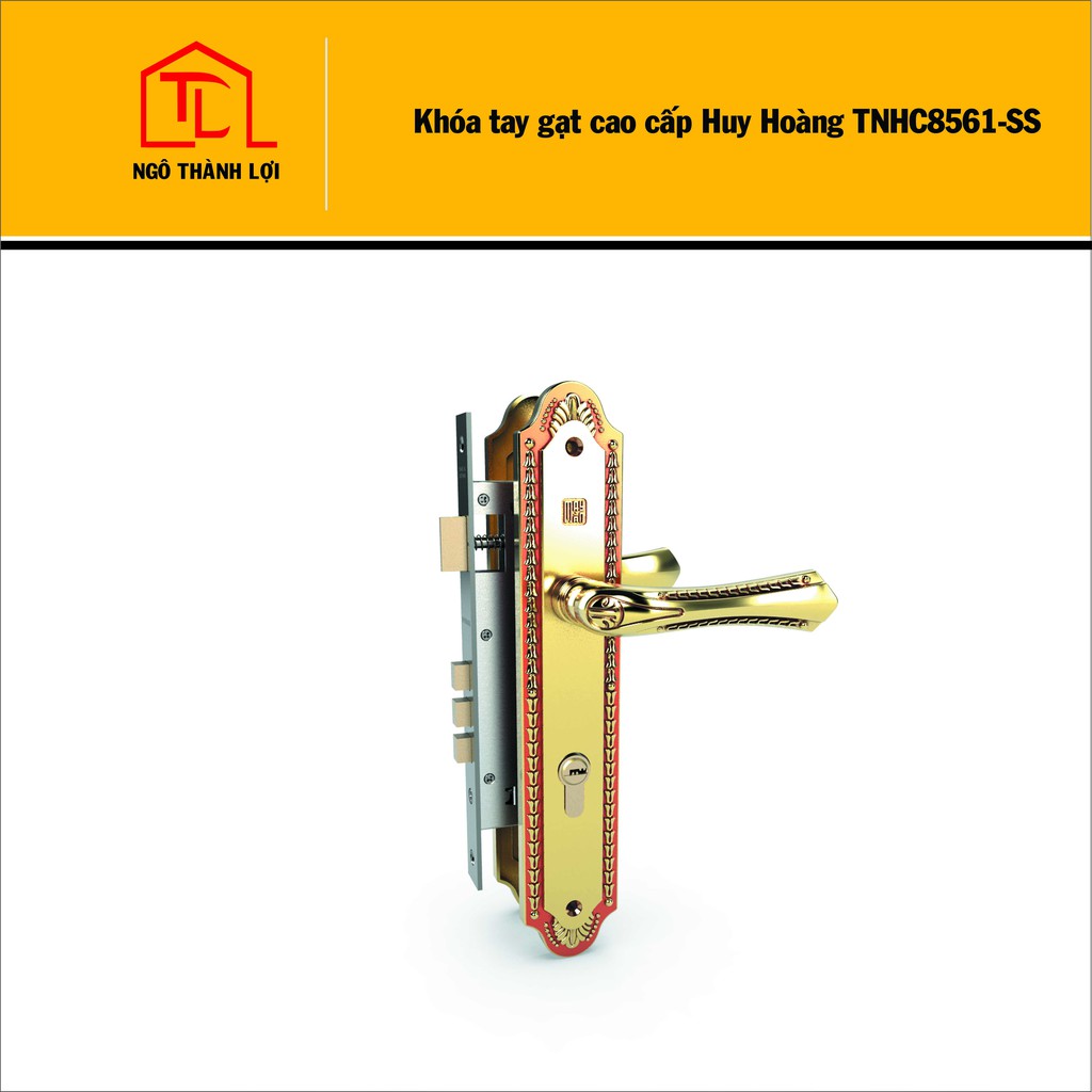Khóa tay gạt coi voi cao cấp Huy Hoàng TNHC8561SS khóa tay nắm đồng thau
