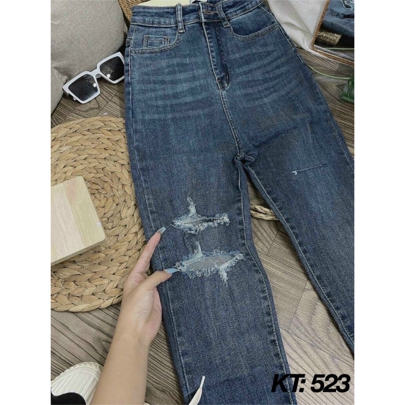 Quần jeans nữ lưng cao mã 523 ôm body lưng siêu cao