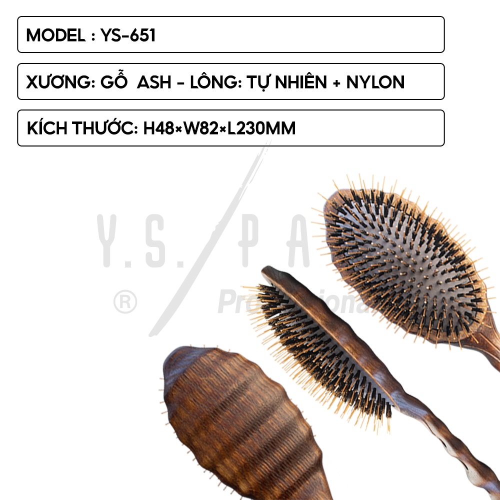 Lô sấy tóc Luster Wood Styler YS PARK professional lược phẳng truyền thống chính hãng YS-651