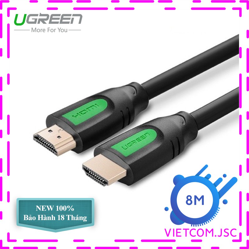 Cáp HDMI 2.0 Dài 8M Cao Cấp Hỗ Trợ Ethernet + 4k 3D Chính Hãng Ugreen - Mã 40465 - Bảo hành 18 tháng