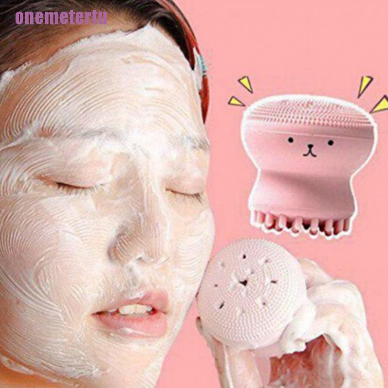 [Hàng mới về] Miếng silicone rửa mặt hình bạch tuộc nhỏ xinh tiện dụng