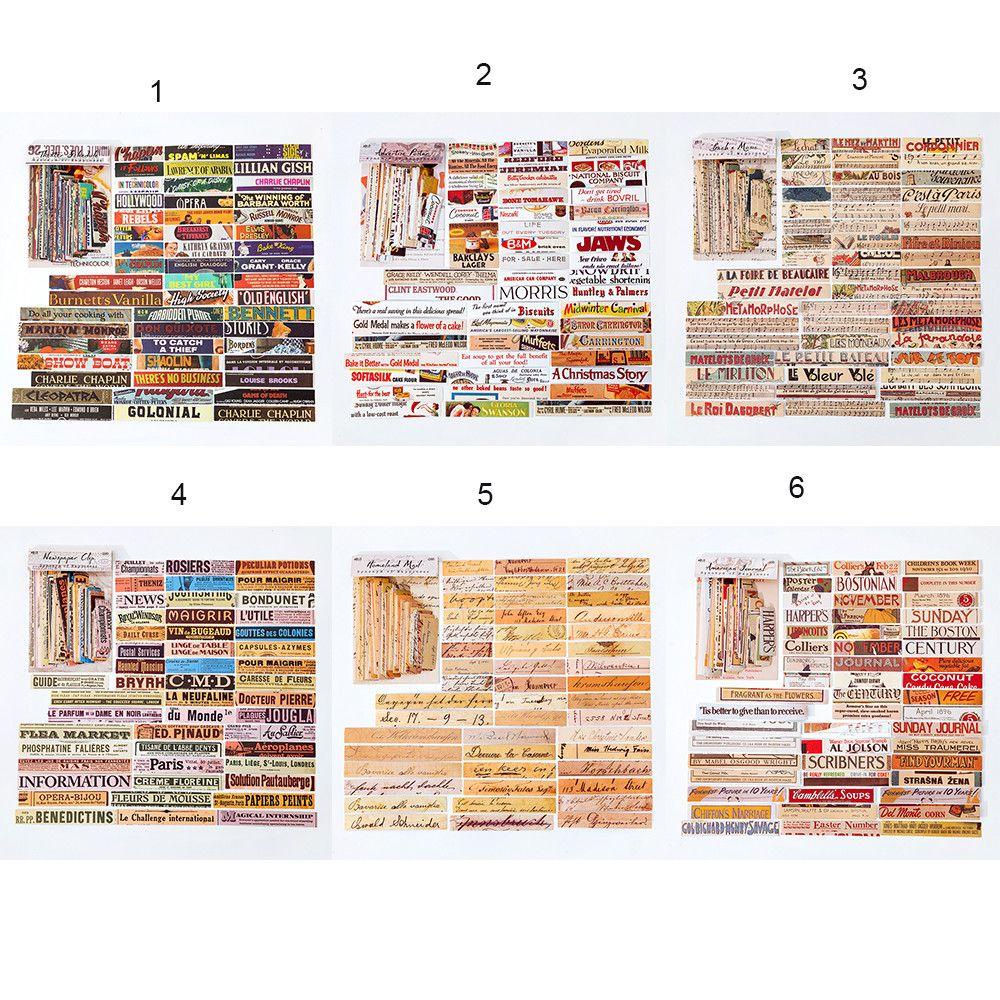 Bộ 100 Miếng Dán Dài Kiểu Cổ Điển 6 Kiểu Dùng Trang Trí Sổ Tay/ Đồ Thủ Công DIY