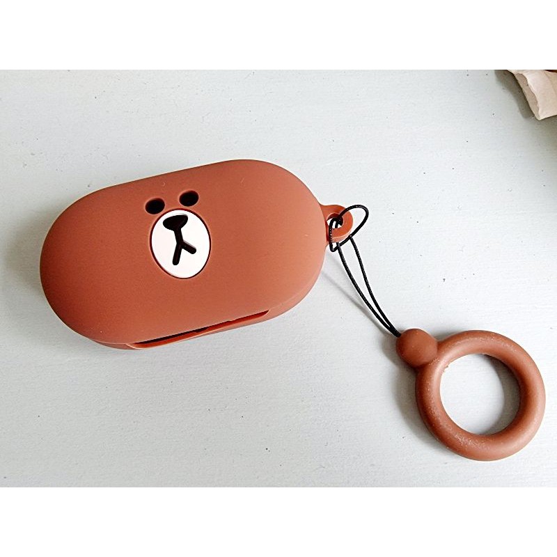 Bao Case Ốp Bảo Vệ Chống Shock Tai Nghr Galaxy buds/galaxy Buds plus Gấu line Nâu