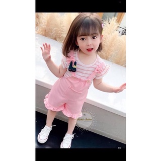 Set yếm hồng chấm bi cho bé