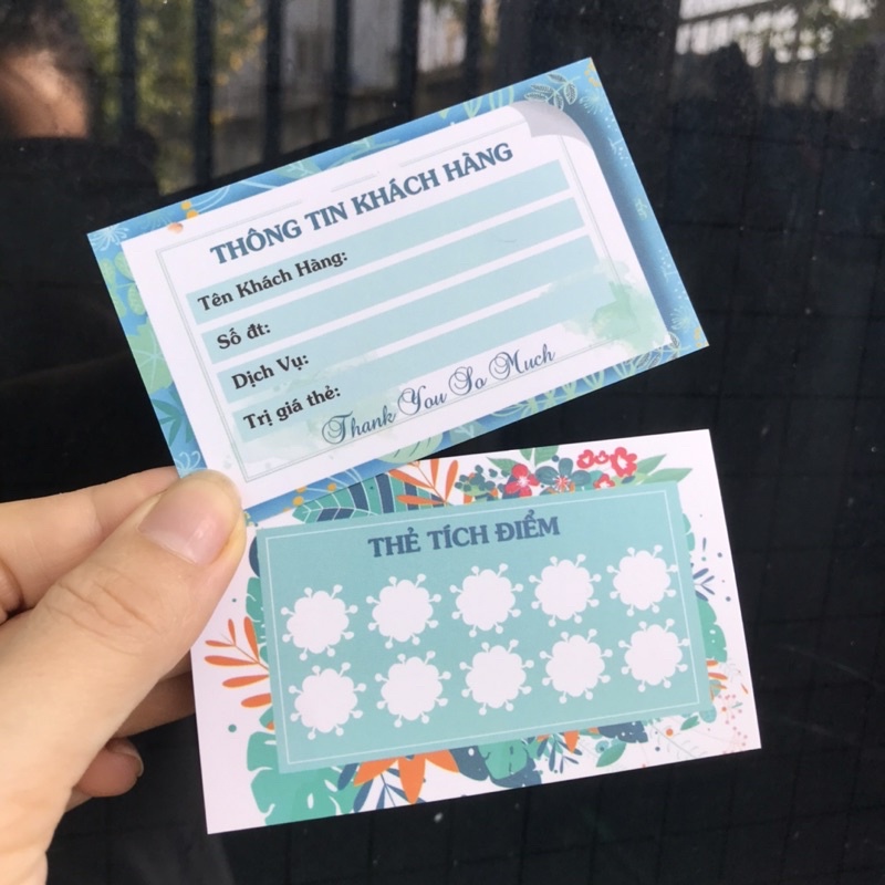 Thẻ tích điểm, Phiếu tích điểm size 9x5.4cm 100 cái, có in theo yêu cầu