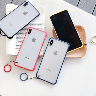 Ốp lưng điện thoại nhám hở viền kèm móc tay Iphone 6/ 6s/ 6plus/ 6splus/ 7/ 8/ 7plus/ 8plus/ X/ Xs/ Xs Max (Ảnh thật)