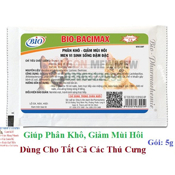 MEN VI SINH SỐNG ĐẬM ĐẶC Bio Bacimax Giúp phân khô, giảm mùi hôi gói 5g Xuất xứ Bio Việt Nam