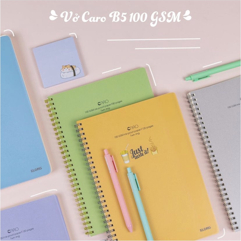 Sổ Klong caro B5 xoắn 120 trang giấy dày dặn