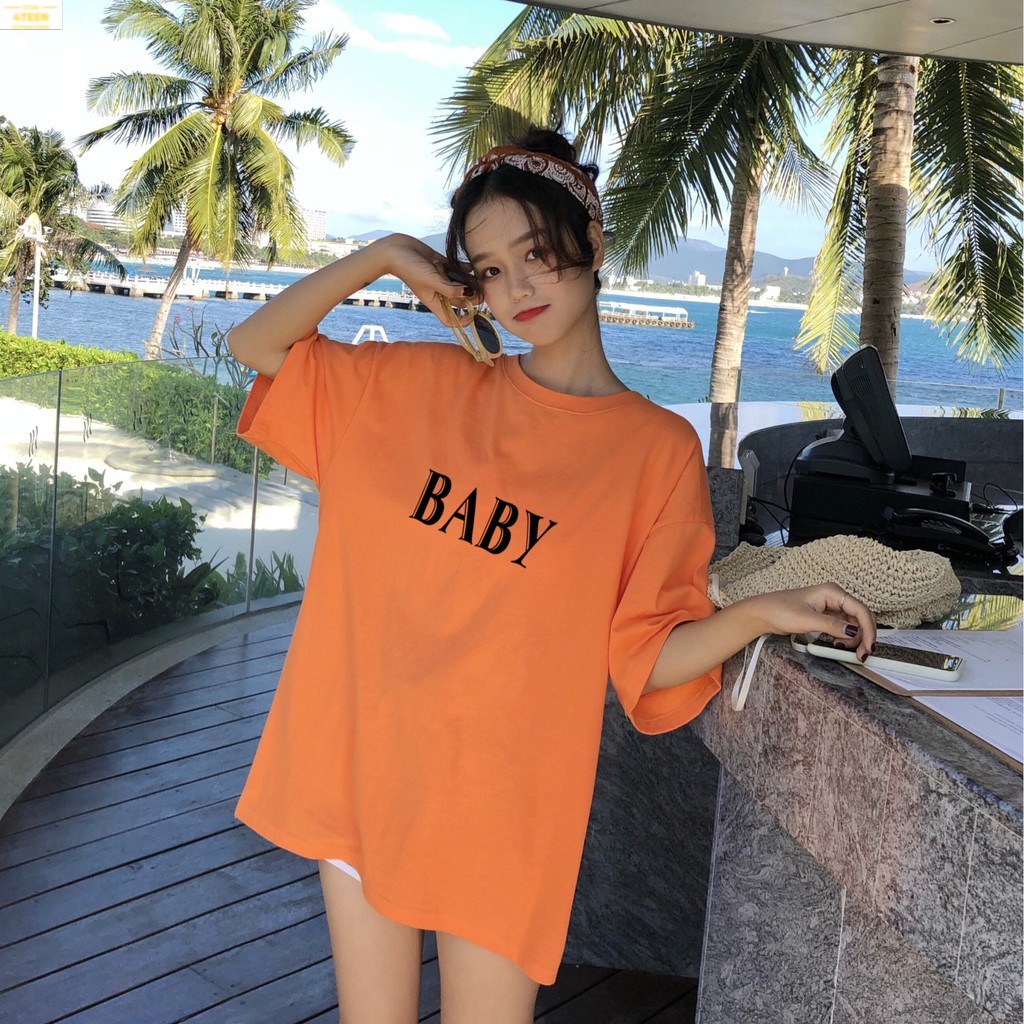 Áo Thun Tay Lỡ In Nhiệt BABY form Unisex nam nữ phong cách Ulzzang