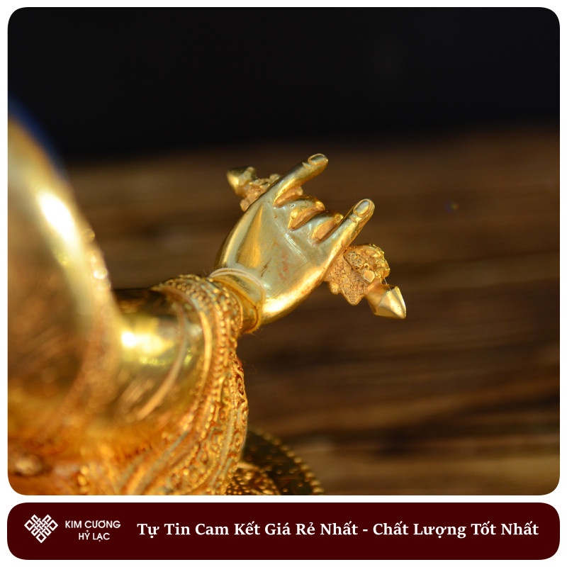 Tượng Phật Liên Hoa Sanh Mật Tông [Kim Cương Hỷ Lạc] Đồng Nepal 33 Cm