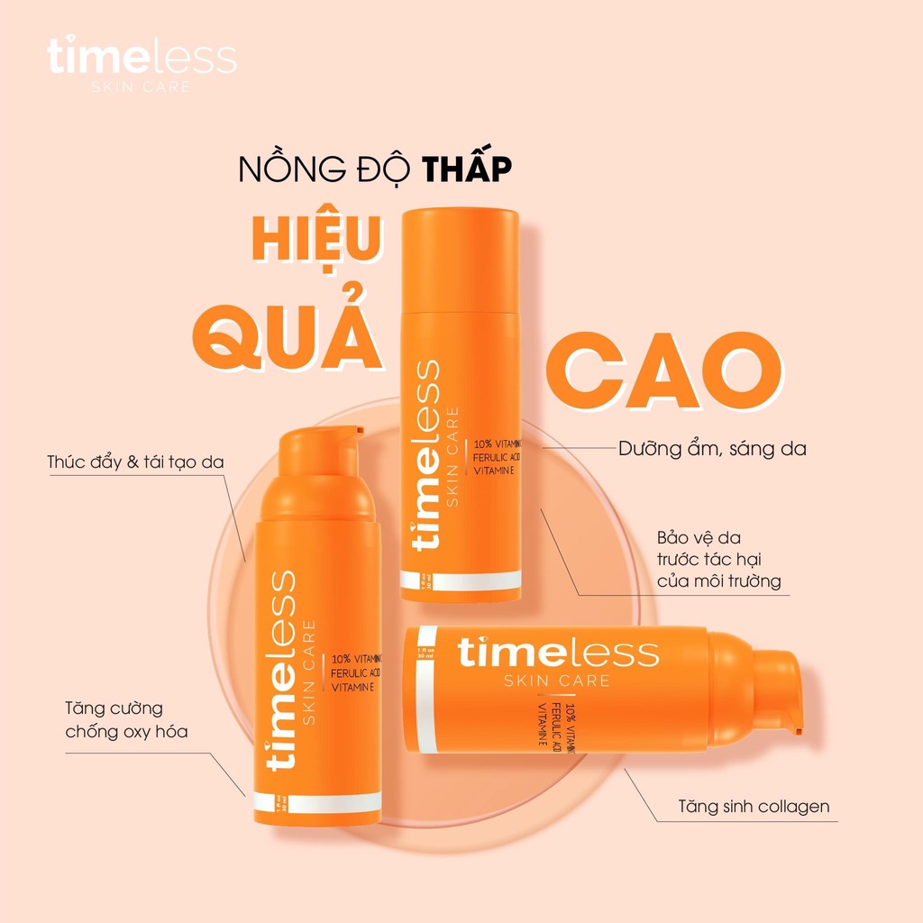 Tinh Chất Dưỡng Sáng Da Timeless 10% Vitamin C + Vitamin E + Ferulic Acid Serum (30ml)