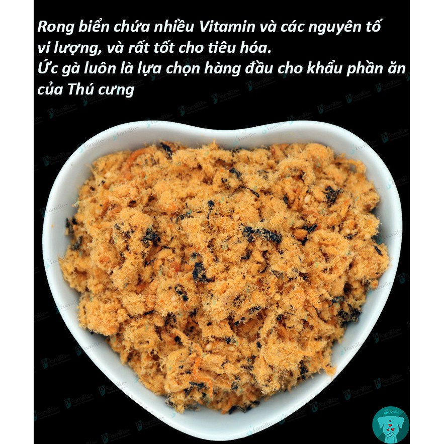 [THƠM NỨC]Thức Ăn Khô Chó Mèo JFamille, Chà Bông Gà Ăn Liền, Snack Giàu Đạm, Trộn Cùng Đồ Ăn Hàng Ngày. Gói 100gr - JF70