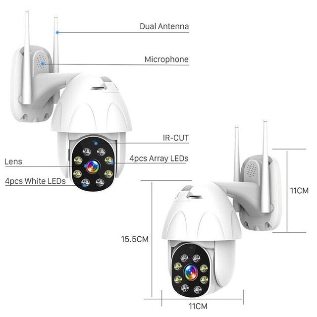 Camera ip yoosee ngoài trời xoay 360 độ ptz FHD 1080p chuẩn 2.0mpx, đèn led chiếu sáng bạn đêm có màu | BigBuy360 - bigbuy360.vn