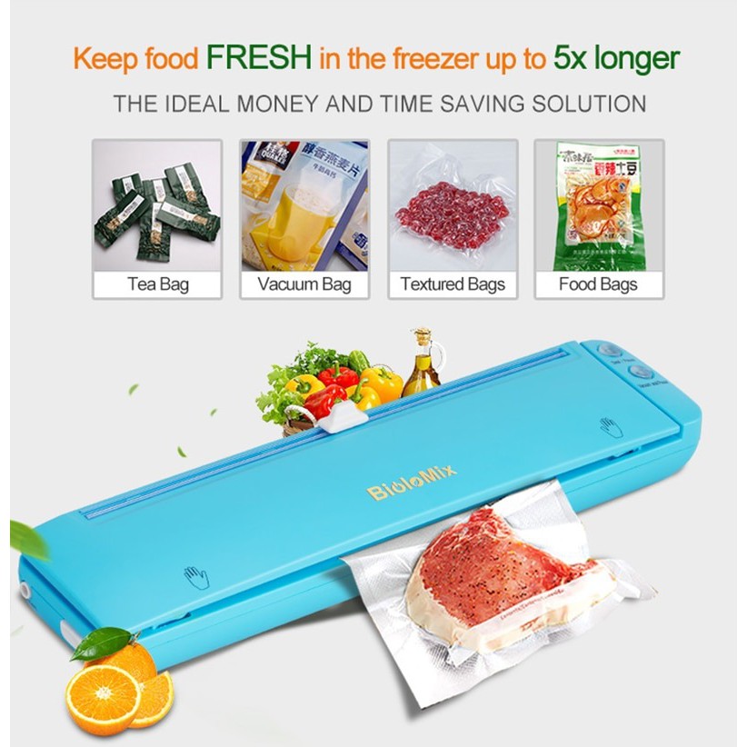 Combo máy nấu chậm Sous vide BioloMix SV-1900 màu đỏ và máy hút chân không W200 và phụ kiện 5 món