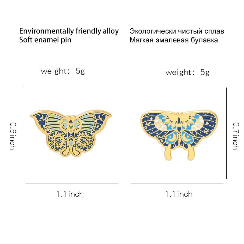 Ghim cài áo QIHE JEWELRY bằng kim loại thiết kế hình bướm dễ thương thời trang