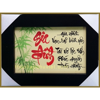 Tranh thư pháp để bàn chữ Gia Đình
