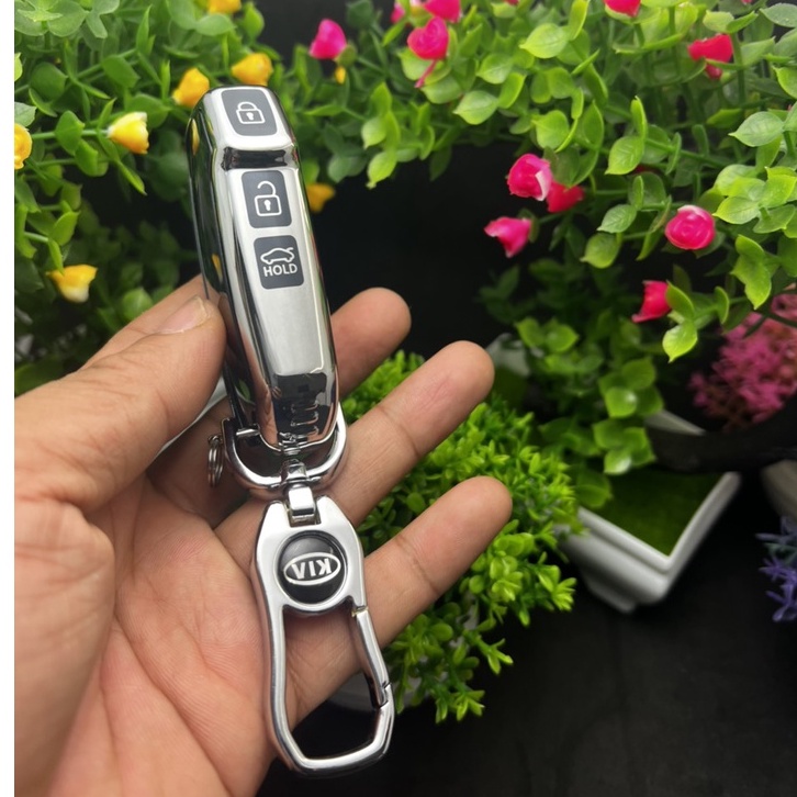 Ốp chìa khoá TPU Mạ Inox xe ô tô Kia- Cerato 2019 loại 3 nút bấm cạnh