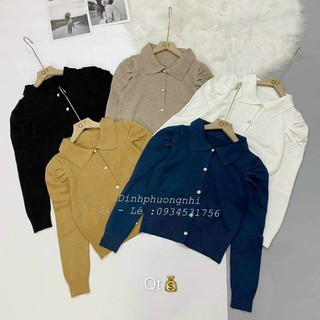 áo len cổ sen bo gấu