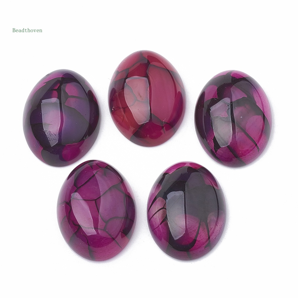 Set 2 viên đá mài nhuộm màu tím đỏ tự nhiên hình oval trung bình 25x18x7.5~8mm