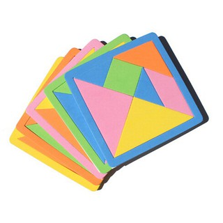 MUL❤ 1set Rainbow Color EVA Tangram DIY Foam Puzzle Kids Brain Educationa