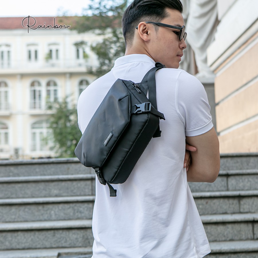 Túi đeo chéo nam vải canvas chống nước đựng ipad Rainbow BG011 dáng bì thư | BigBuy360 - bigbuy360.vn