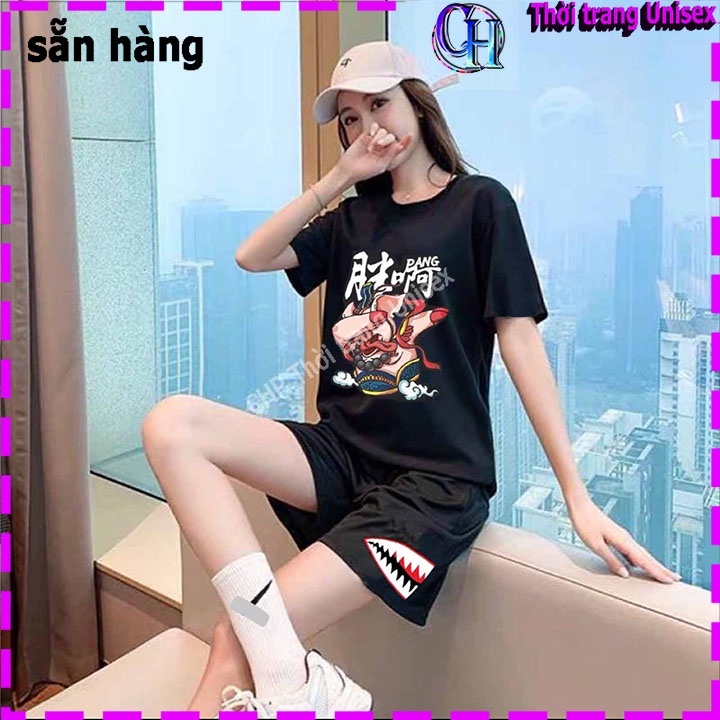 Set Bộ Quần Áo Thể Thao Nam Nữ Lưới Mè in họa tiết Kèm Ảnh Thật , Đồ Mặc Nhà In Hình Vải Mềm Mát Thấm Hút Mồ Hôi Cực Tốt