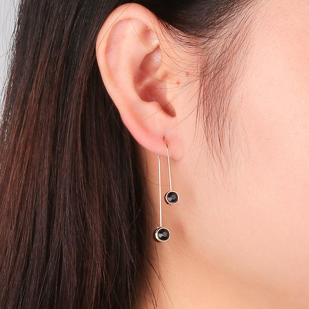 Bộ 5 Đôi Khuyên Tai Dài Bằng Acrylic Màu Đen Thời Trang