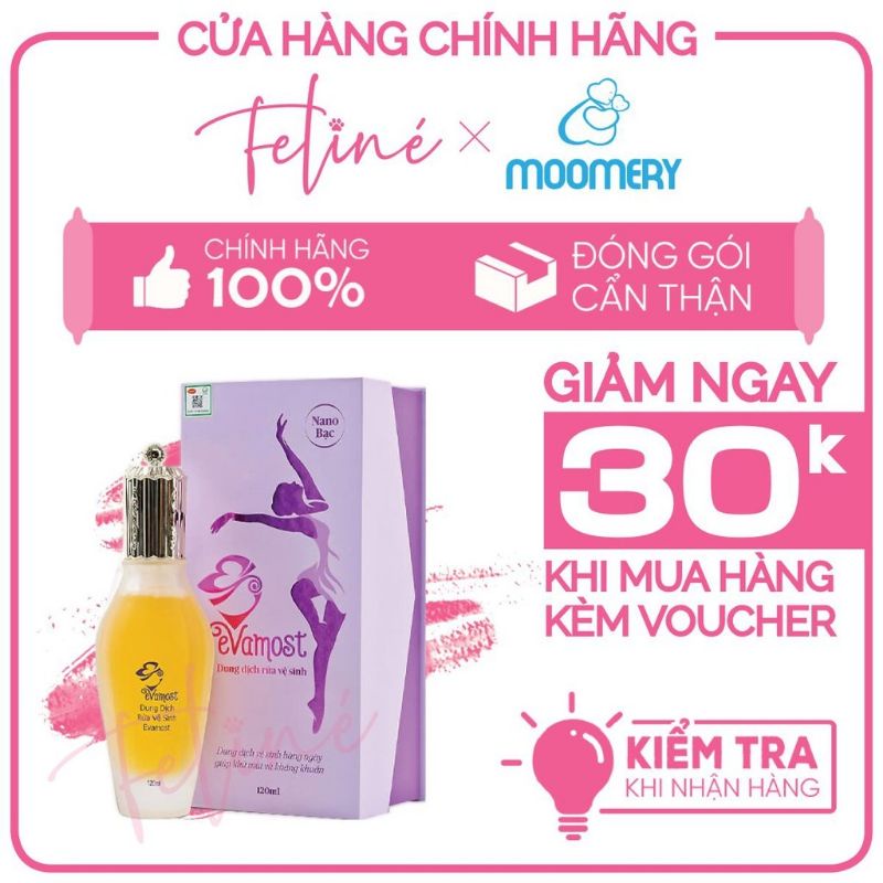 (Bình Tân)Dung Dịch Vệ Sinh Phụ Nữ EVAMOST 120ml Chính Hãng Tem Nguyên