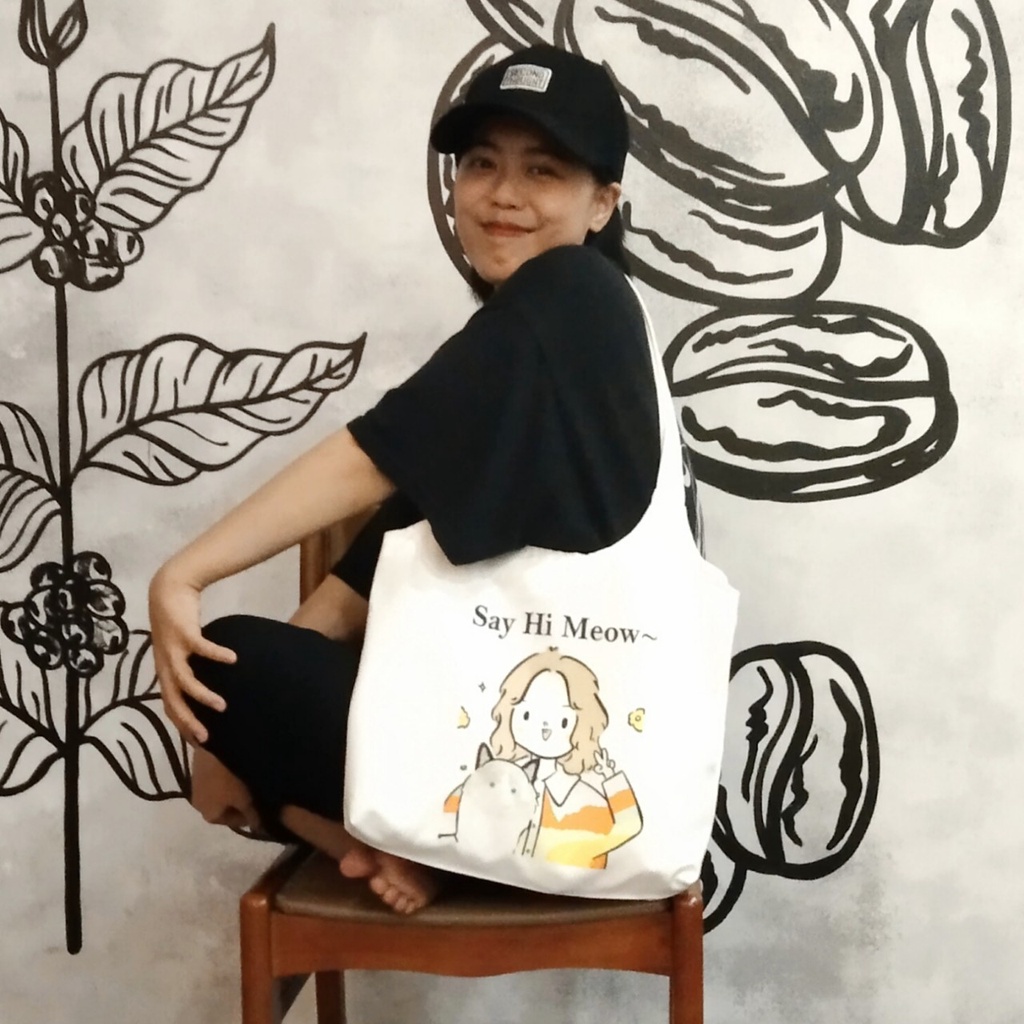 Túi note hàn quốc, vải canvas 100% poli cao cấp, phong cách thời trang ulzzang, có khoá miệng xịn xò SAY HI MEO mã K18