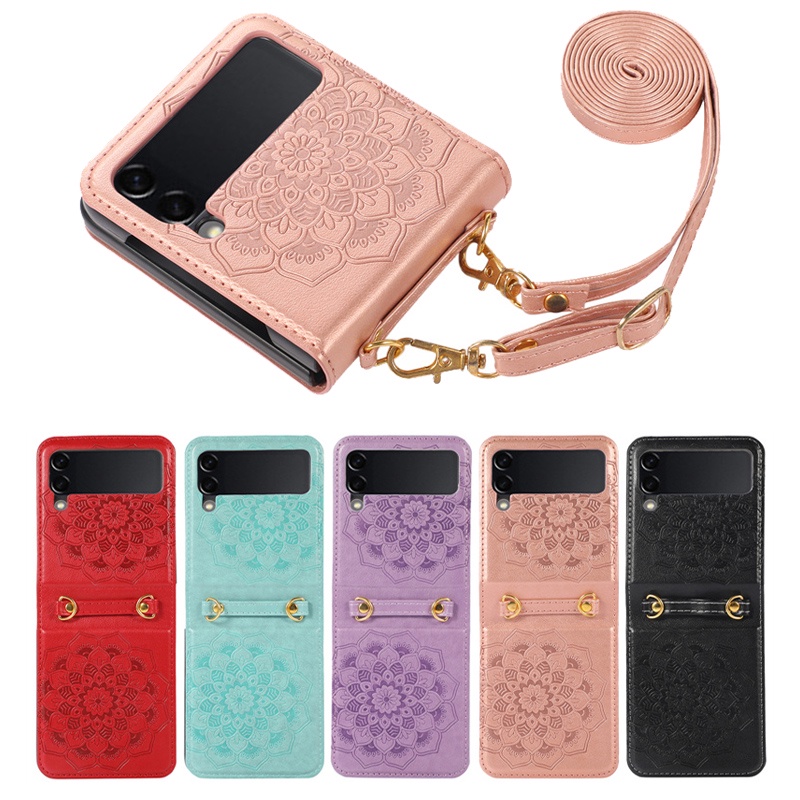 Ốp điện thoại HOCE da PU có ngăn thẻ và dây đeo cho Samsung Galaxy Z Flip 4 5G Samsung ZFlip3 zflip5