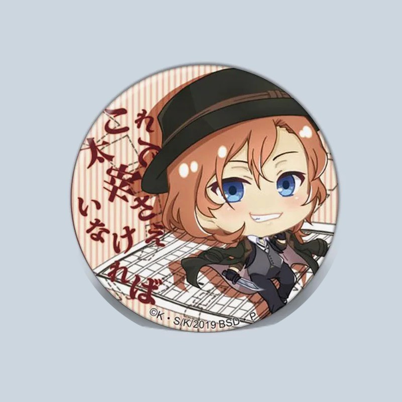 (BÀN CỜ) Huy hiệu cài áo in hình BUNGOU STRAY DOGS phụ kiện cài áo anime chibi xinh xắn dễ thương
