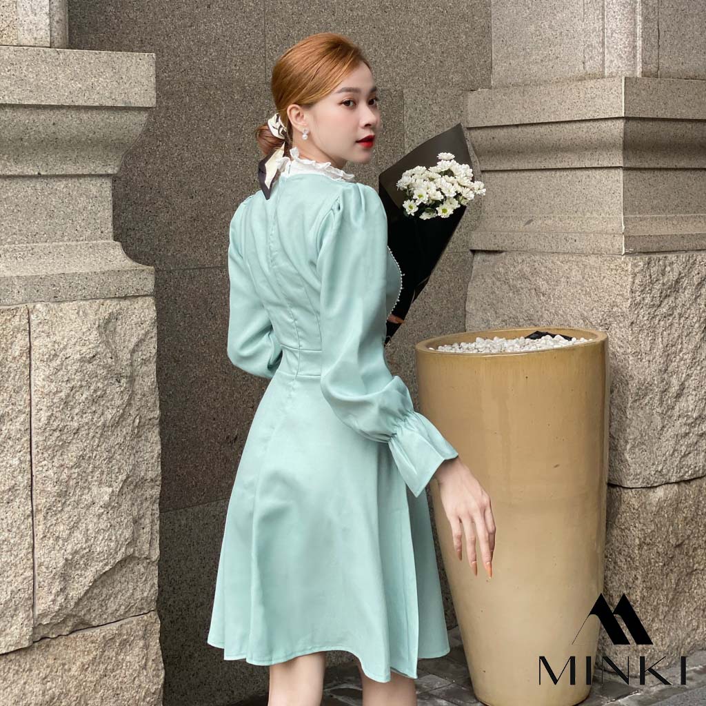 ĐẦM XANH ĐEN PHỐI REN NGỰC - CHẤT LIỆU REN CAO CẤP - MÀU XANH VÀ ĐEN | BigBuy360 - bigbuy360.vn