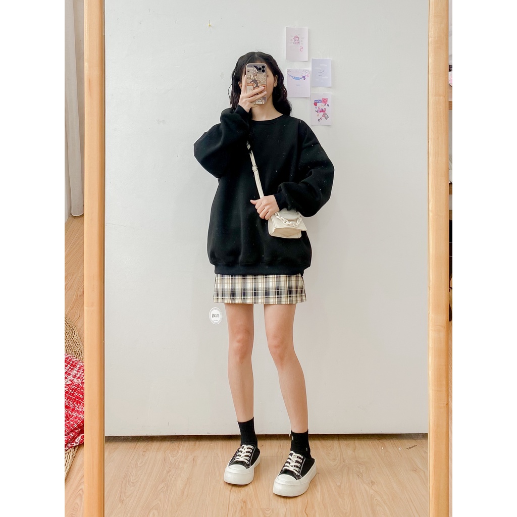 [HÀNG CÓ SẴN] Áo nỉ oversize May Boutique áo nỉ dài tay trơn màu Đen ABS21H_110.001_BL_F | BigBuy360 - bigbuy360.vn