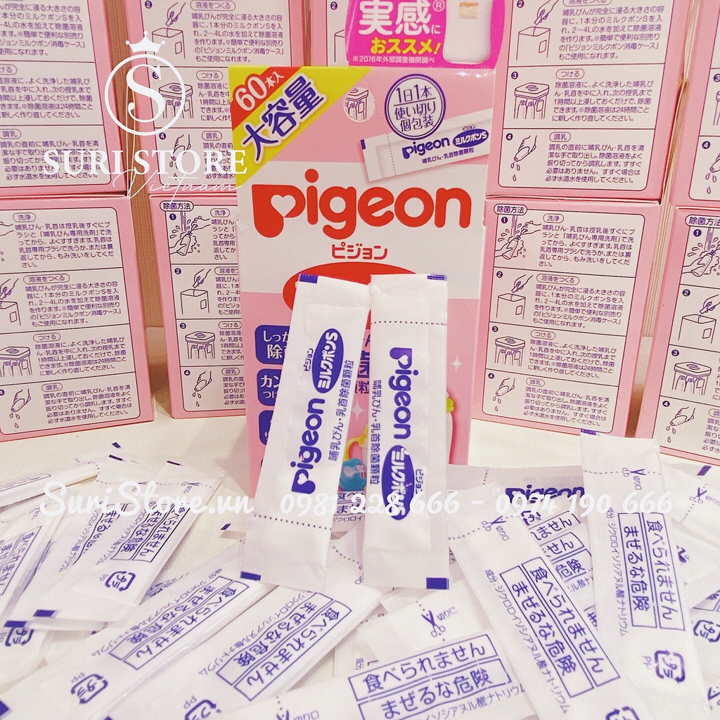 Bột Khử Trùng Bình Sữa Pigeon Hộp 60 Gói