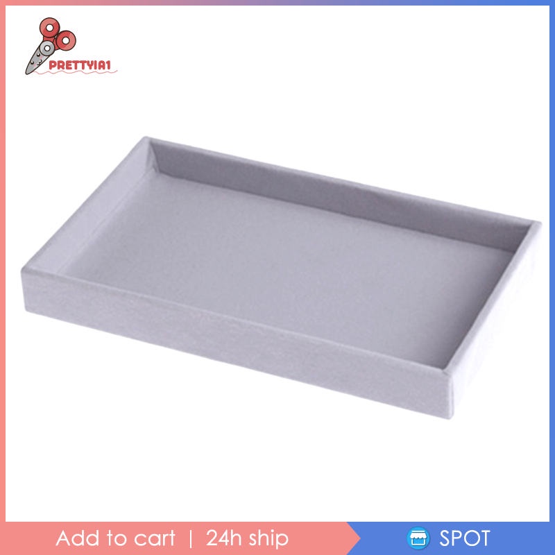 [Prettyia1] Khay Đựng Trang Sức Bằng Nhung Có Thể Xếp Chồng Lên Nhau (Màu Xám)
