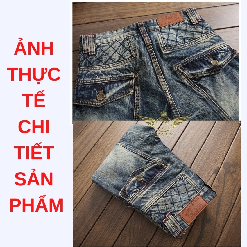 Quần jean nam ống suông cao cấp độc lạ LEVAMEN chất liệu cotton không co giãn Motorbike nhăn gối may phối chỉ QJ060 | BigBuy360 - bigbuy360.vn