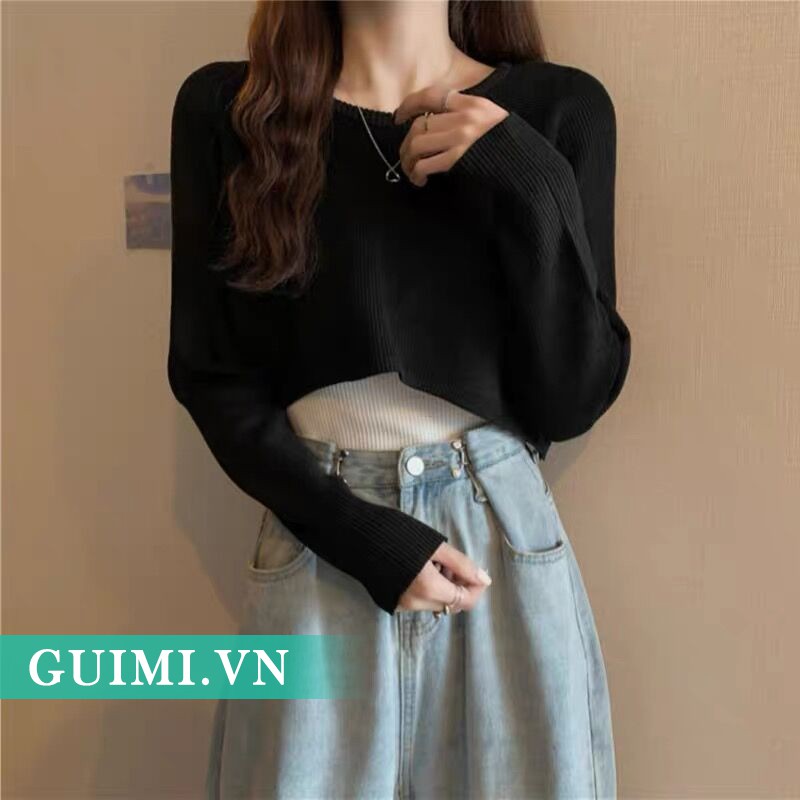 Áo sweater NZN dệt kim tay dài lưng cao thời trang thu đông cho nữ