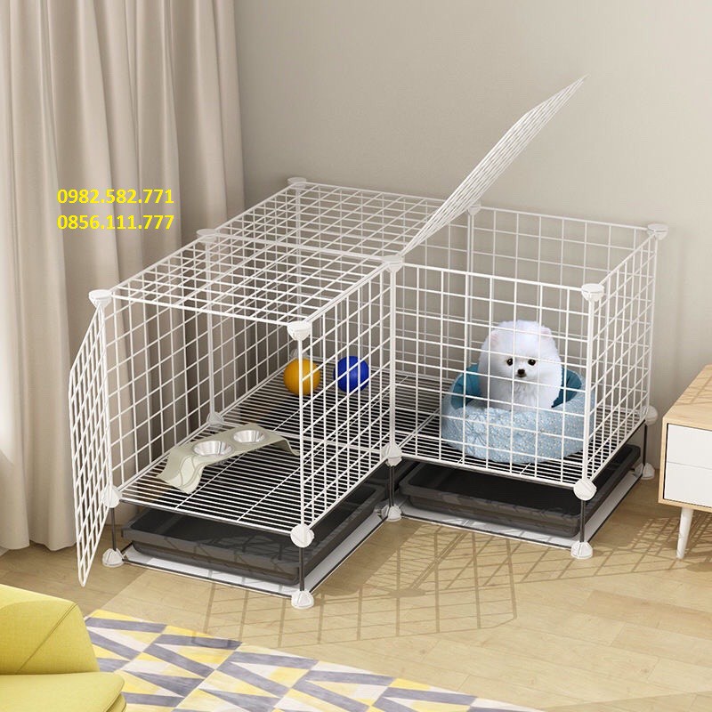 chuồng quây thú cưng lắp ghép+khay vệ sinh