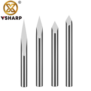 Vsharp 3 Cạnh 6 Mm Carbide Hình Chữ V Khắc Bit Hình Tam Giác Cắt Gỗ Acrylic PVC Ngọc Kim Loại CNC Dụng Cụ Khắc Khắc Khắc