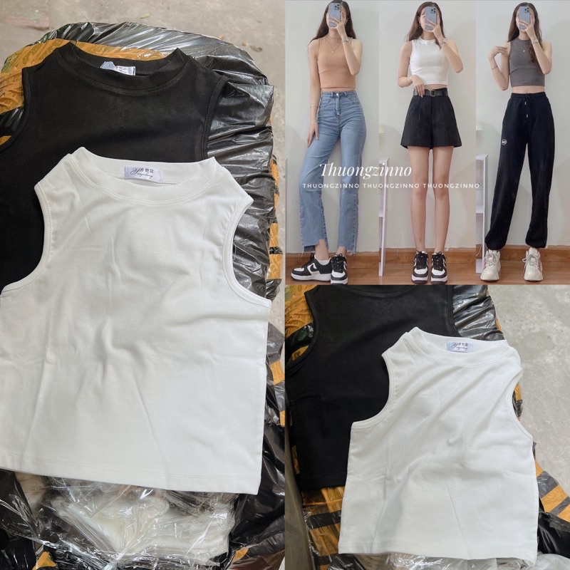 Áo ba lỗ POCO sát nách croptop nữ ôm body chất borip 100% thun lạnh cao cấp