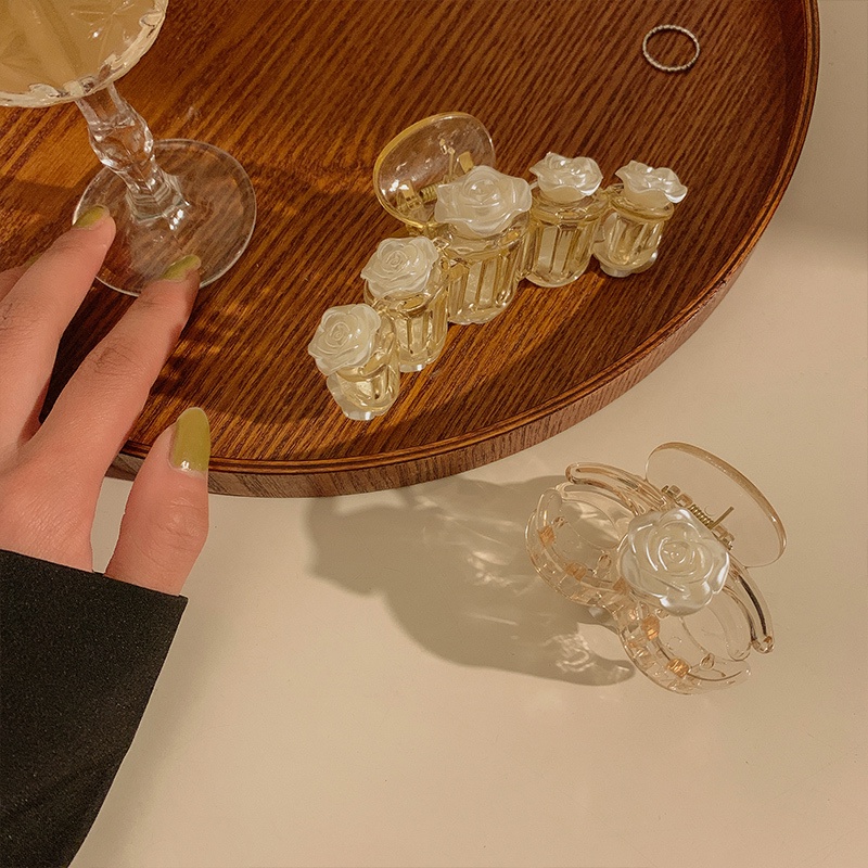 Kẹp Tóc Trong Suốt Đính Hoa Trà Trắng Thanh Lịch Kiểu Hàn Quốc Cho Nữ