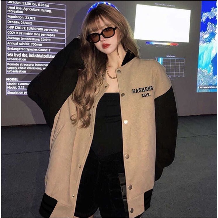 Áo Khoác Bóng Chày Nữ OVERSIZE Thời Trang 2016