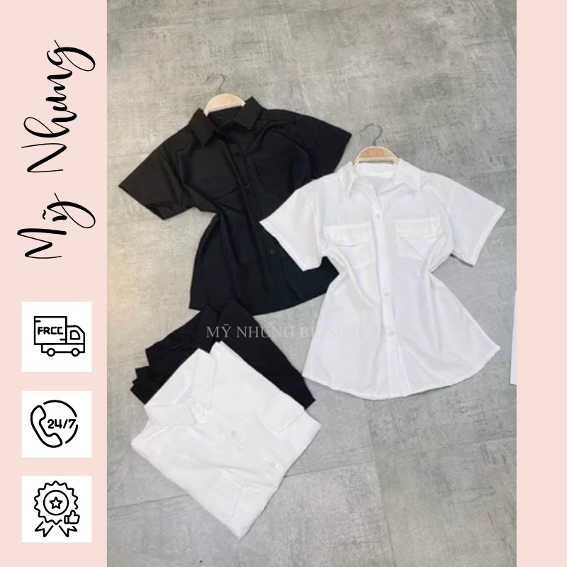 Áo sơmi nữ Bigsize Trắng và đen (67kg đến 95kg)