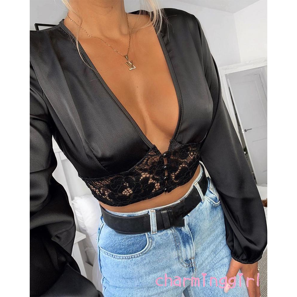 Áo Nữ Tay Dài Cổ Chữ V Thời Trang Quyến Rũ