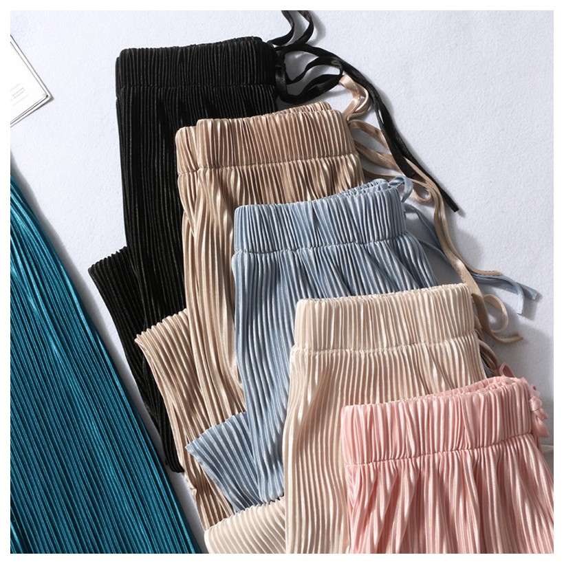 Quần ống rộng voan xếp ly nữ | BigBuy360 - bigbuy360.vn