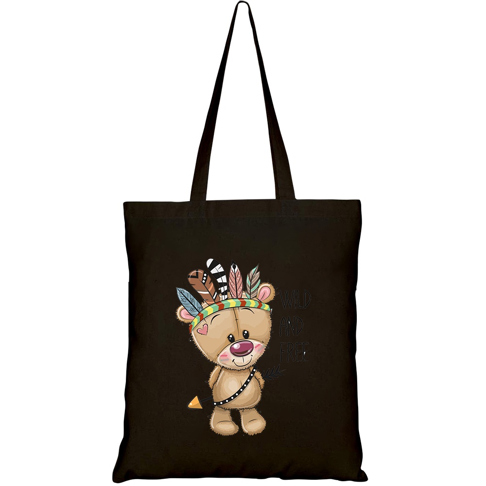 [Mã BMLTA50 giảm 10% đơn 99K] Túi vải tote canvas GINKO in hình cute cartoon tribal teddy bear HT359 5330