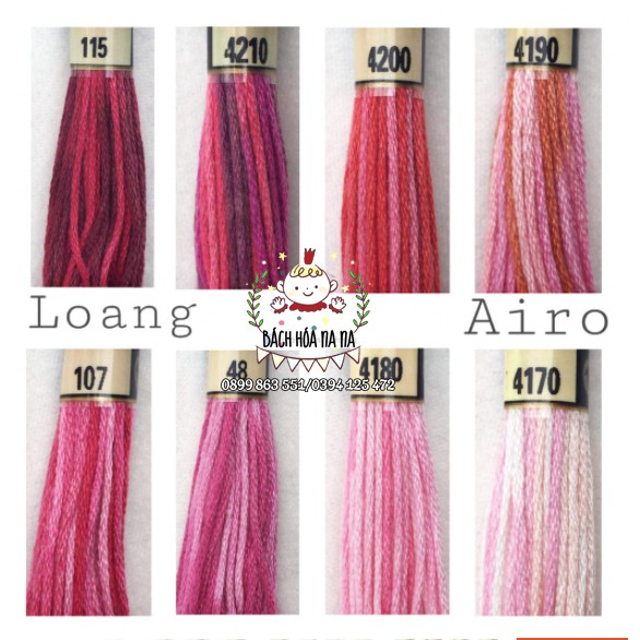 Tép lẻ Chỉ loang Airo đầy đủ 54 màu - Chỉ thêu Airo Cotton Variations - Thêu Tay / Trang Trí Handmade Bách hóa Na Na
