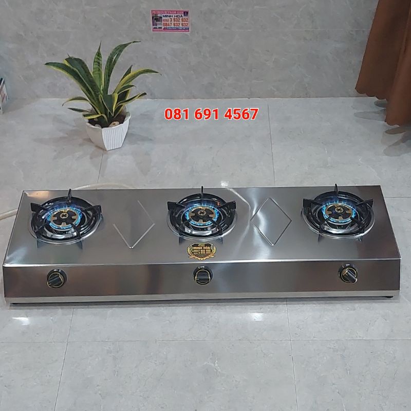 Bếp bánh xèo , mỳ cay , bò né gia đình 3 lò gas , cao cấp 《 Có ViDeo》