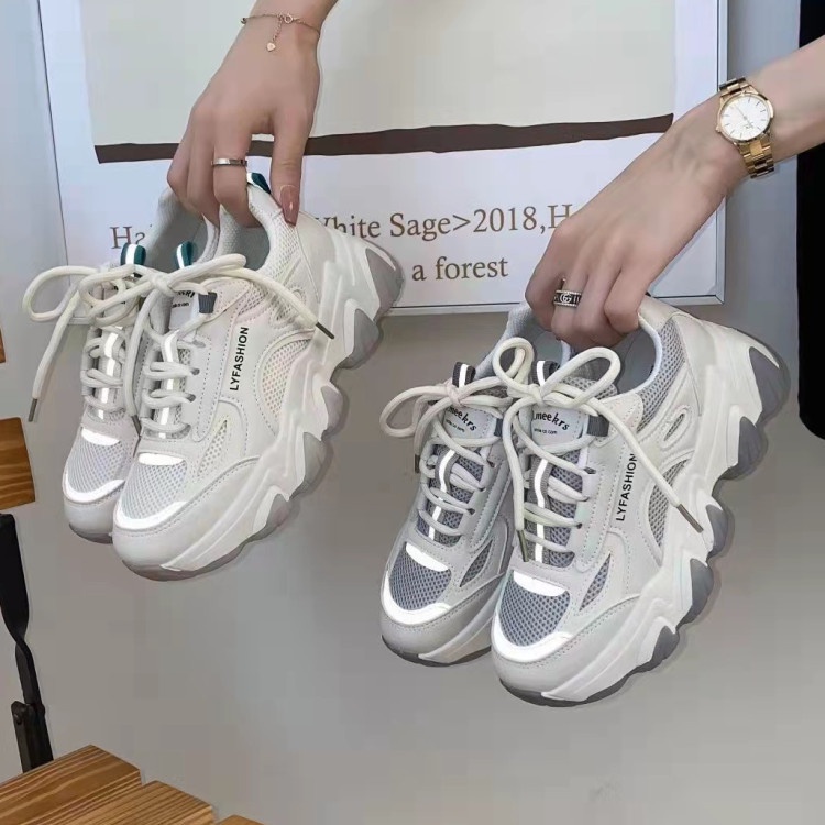 Giày đế độn cao nữ D.meekrs, phong cách ulzzang Hàn Quốc - Sneaker nữ thời trang, màu trắng, chuẩn phom, đi học, đi chơi