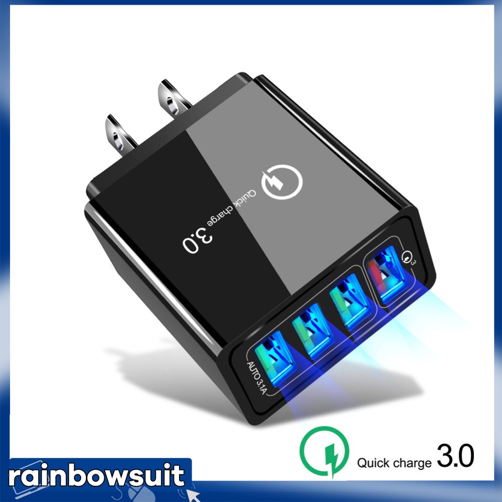 Trang chủ Du lịch 4 cổng USB QC 3.0 Bộ sạc nhanh treo tường AC cho máy tính bảng điện thoại